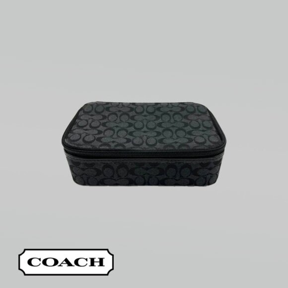 Coach Black Signature Canvas Jewelry Box - Picture 1 of 8